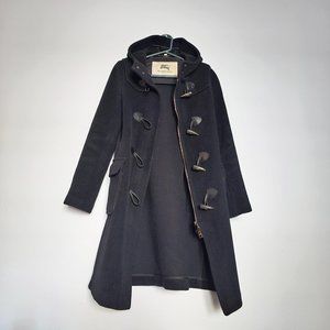 Vintage Burberry London 100% Wool Hooded Zip Coat, US 2 / UK 4